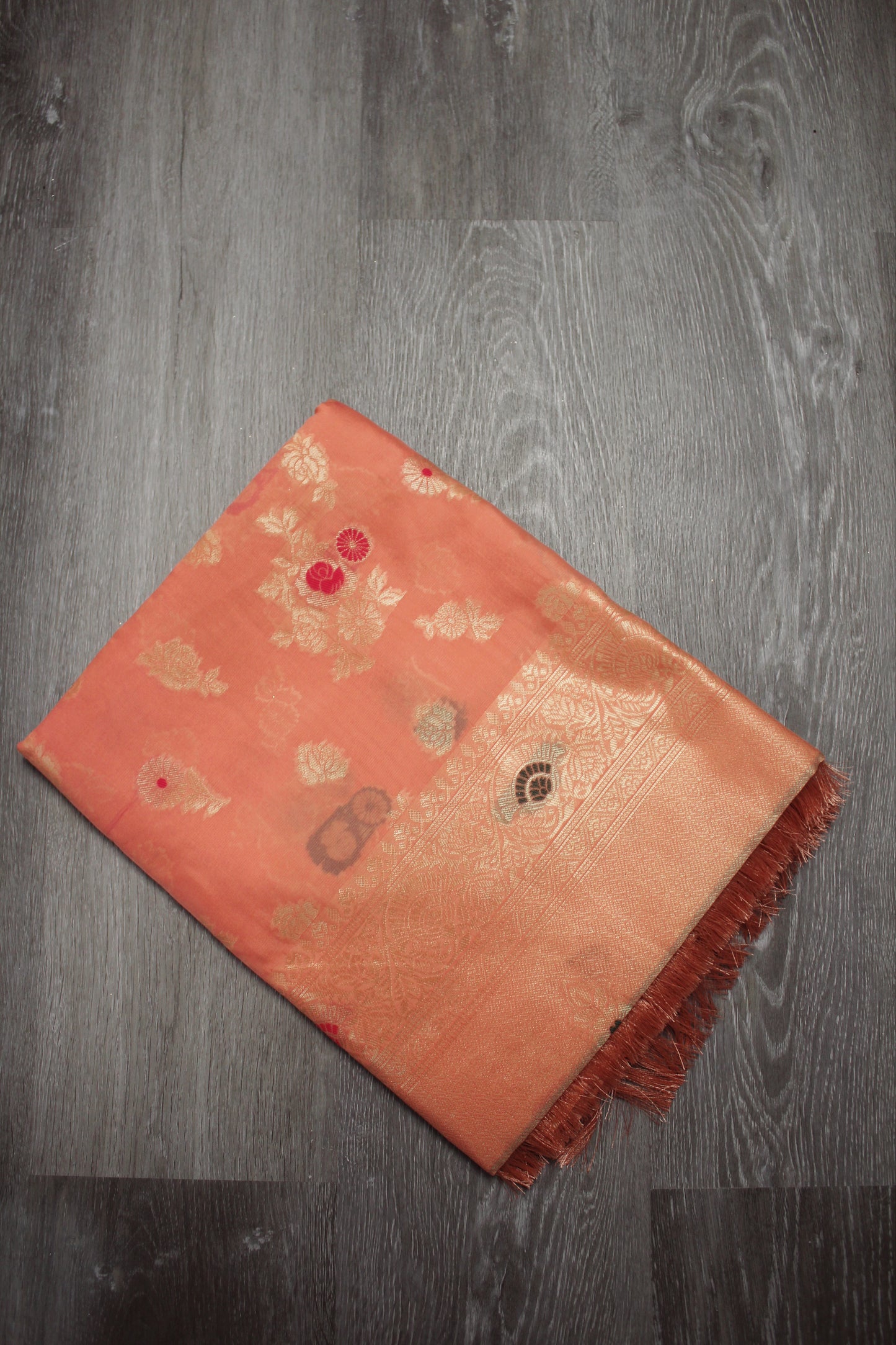 Peach Silk Saree only.