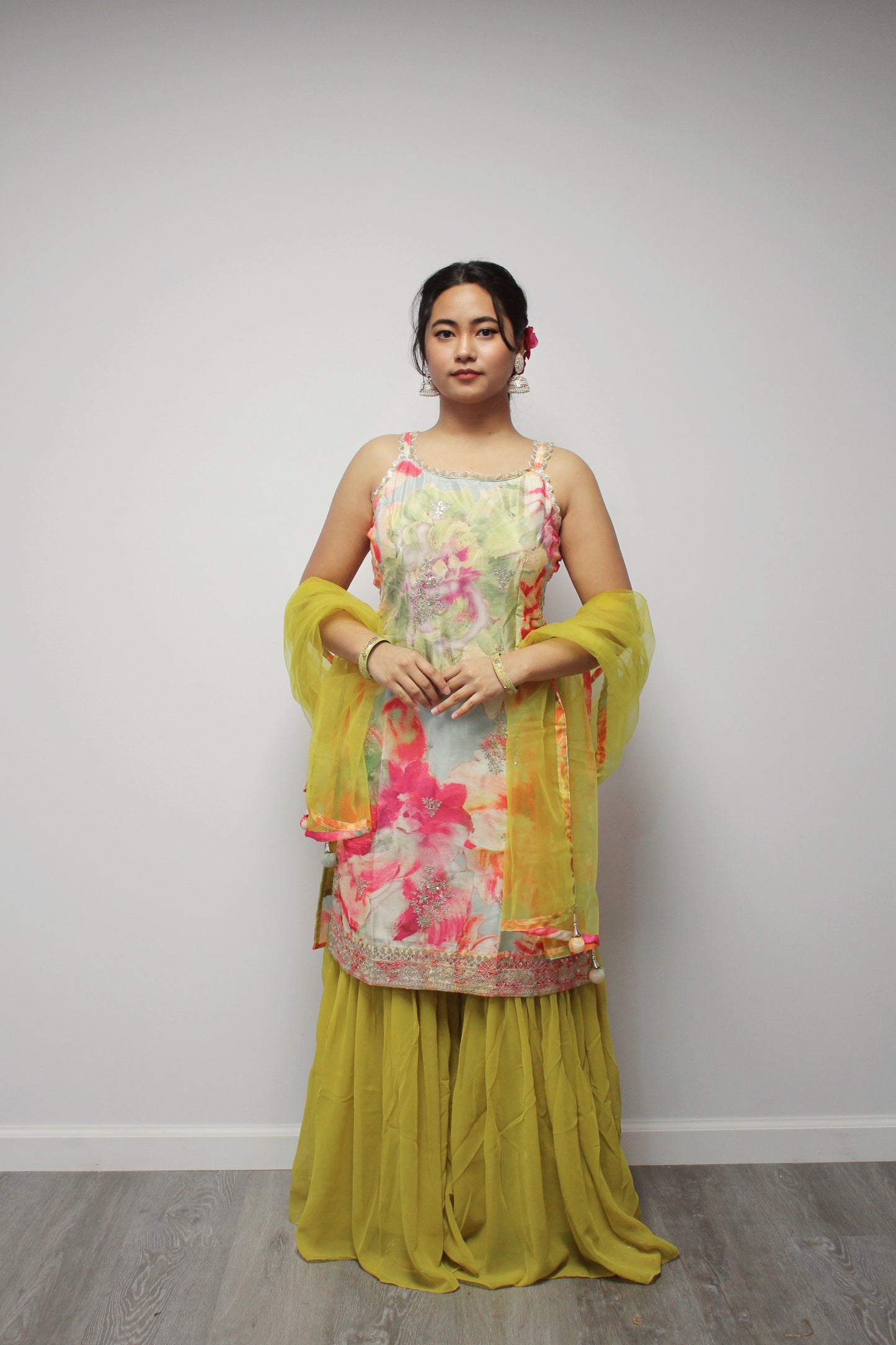 Short Sleeve multicolored gharara set.