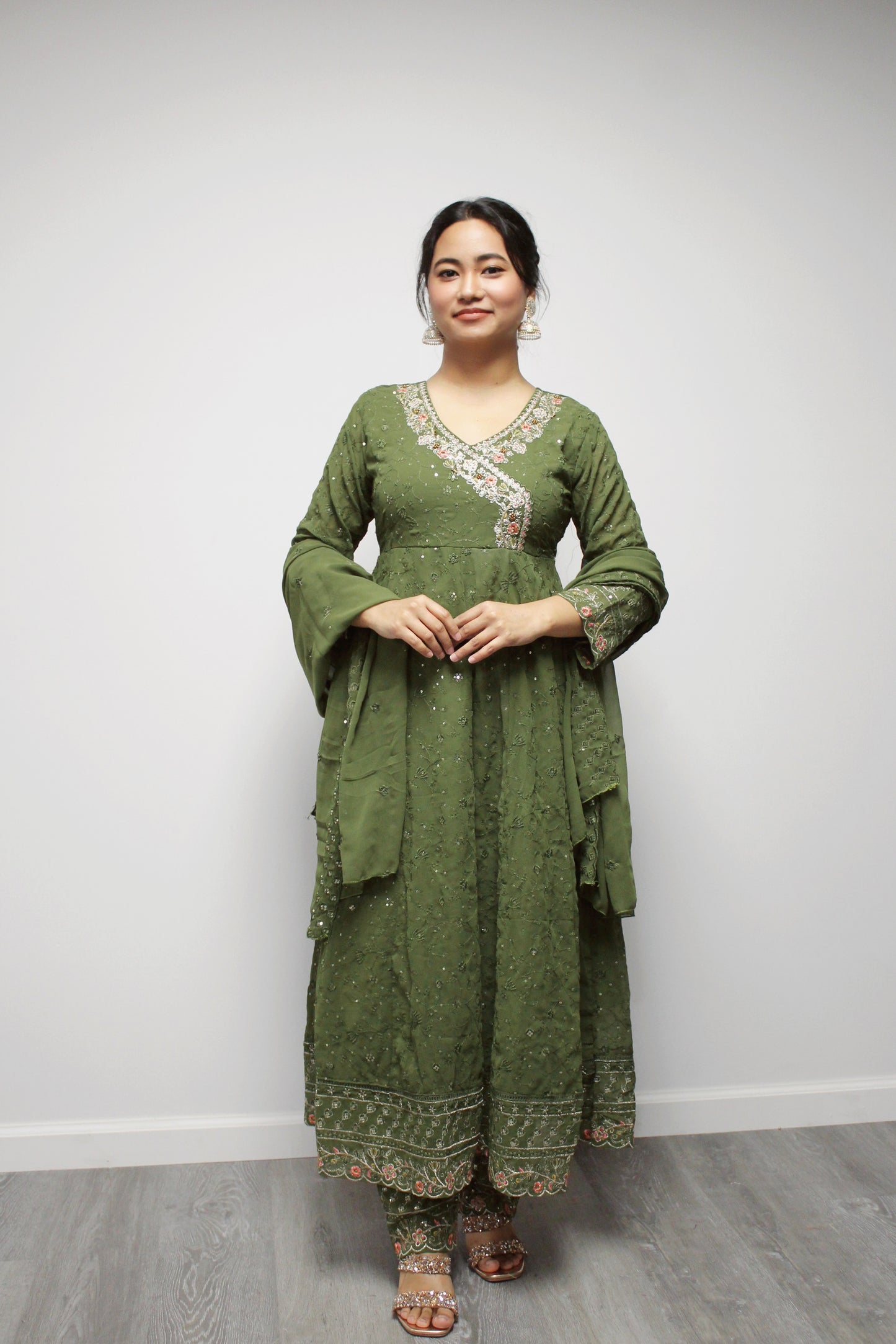 Yellow Umbrella Kurta Set with dupatta.