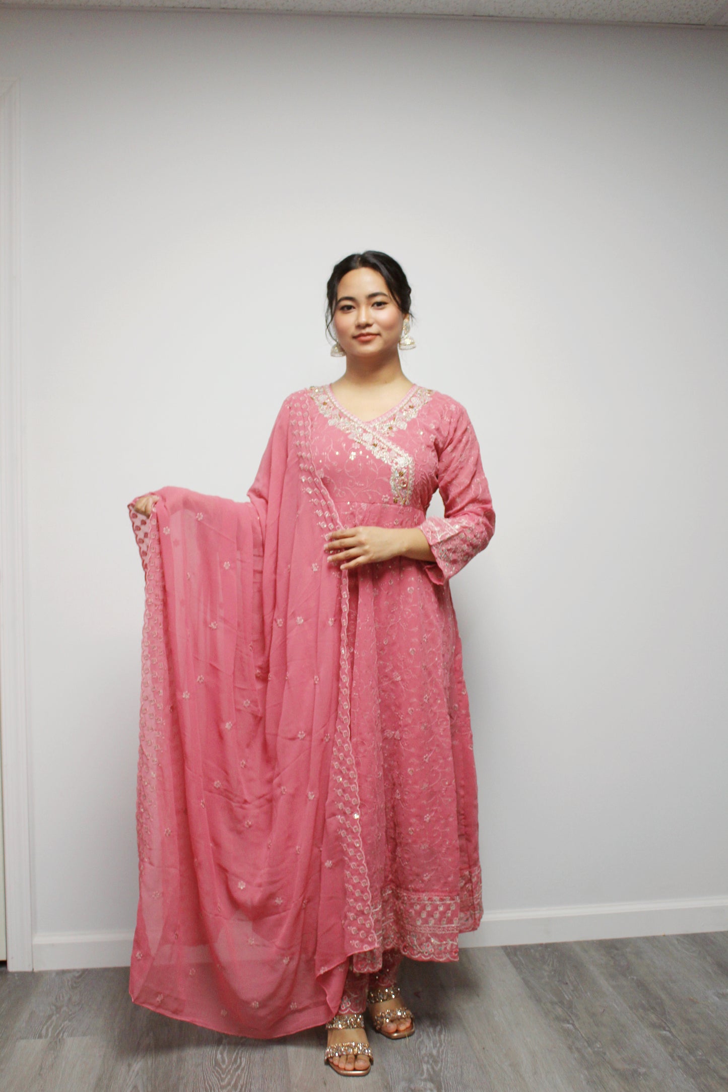 Yellow Umbrella Kurta Set with dupatta.
