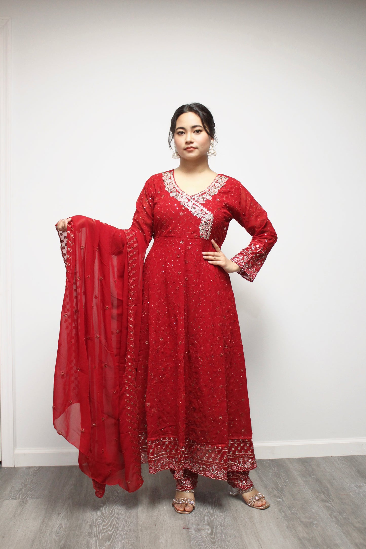 Yellow Umbrella Kurta Set with dupatta.