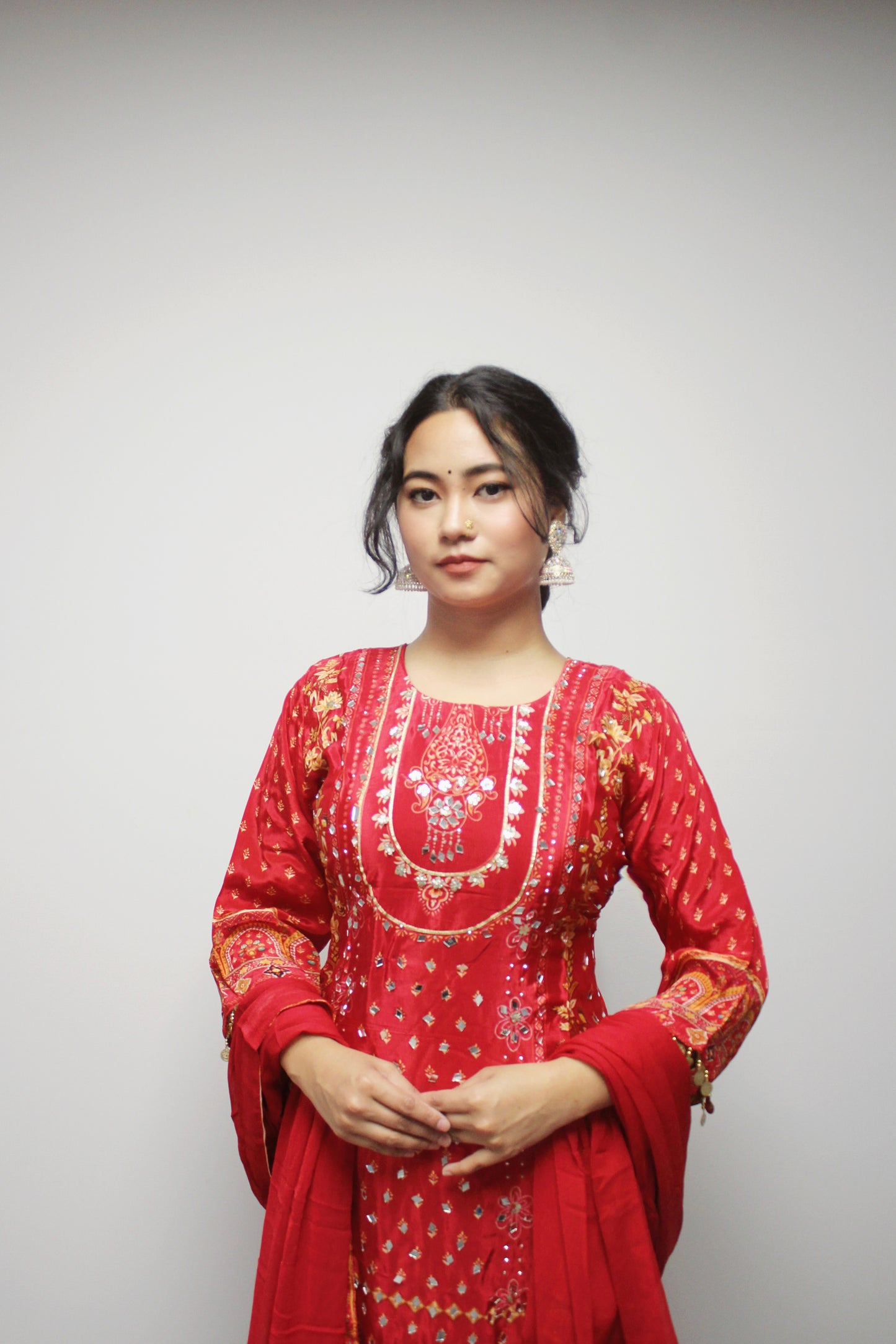 Mirror worked Kurtha Set with dupatta.