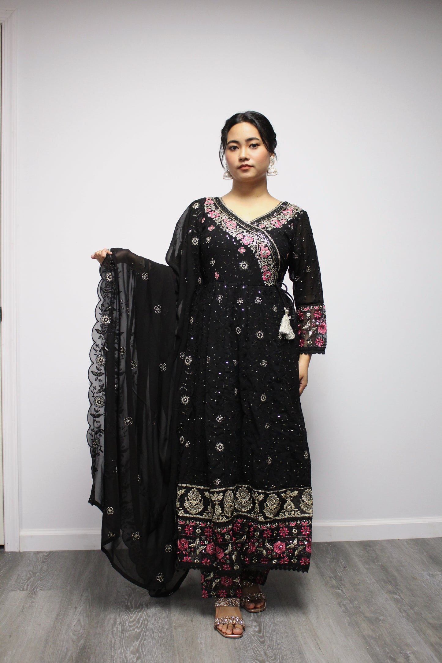 Yellow Umbrella Kurta Set with dupatta.