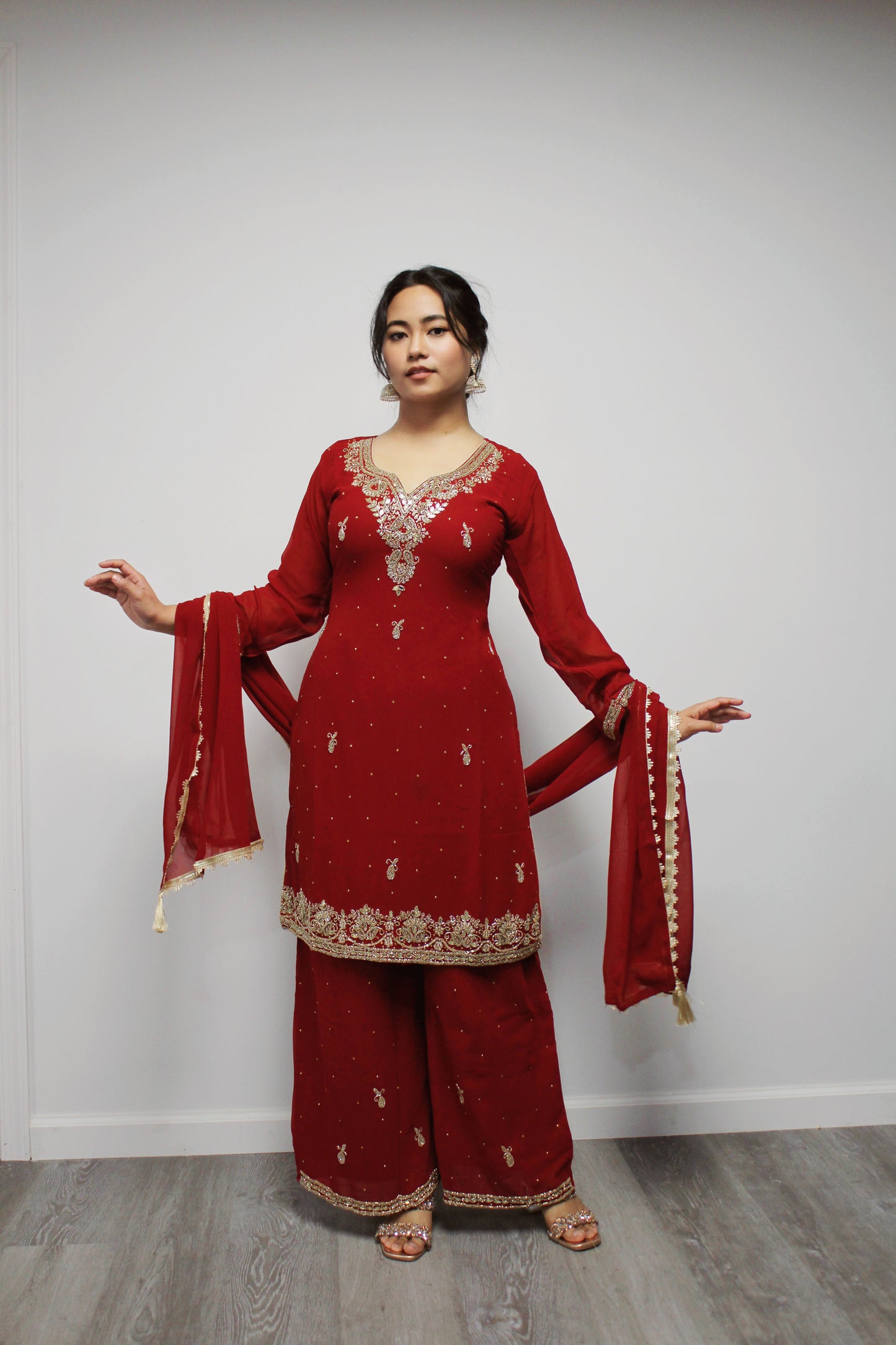 Hand-worked Kurta Palazzo set with Dupatta.