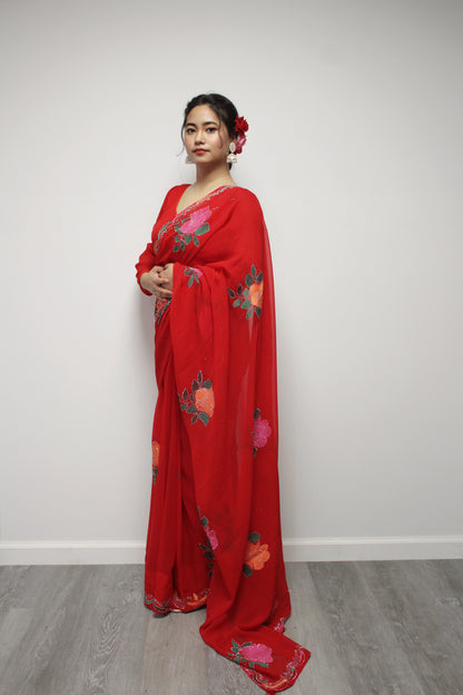 Ready to wear Floral Saree set with peticoat
