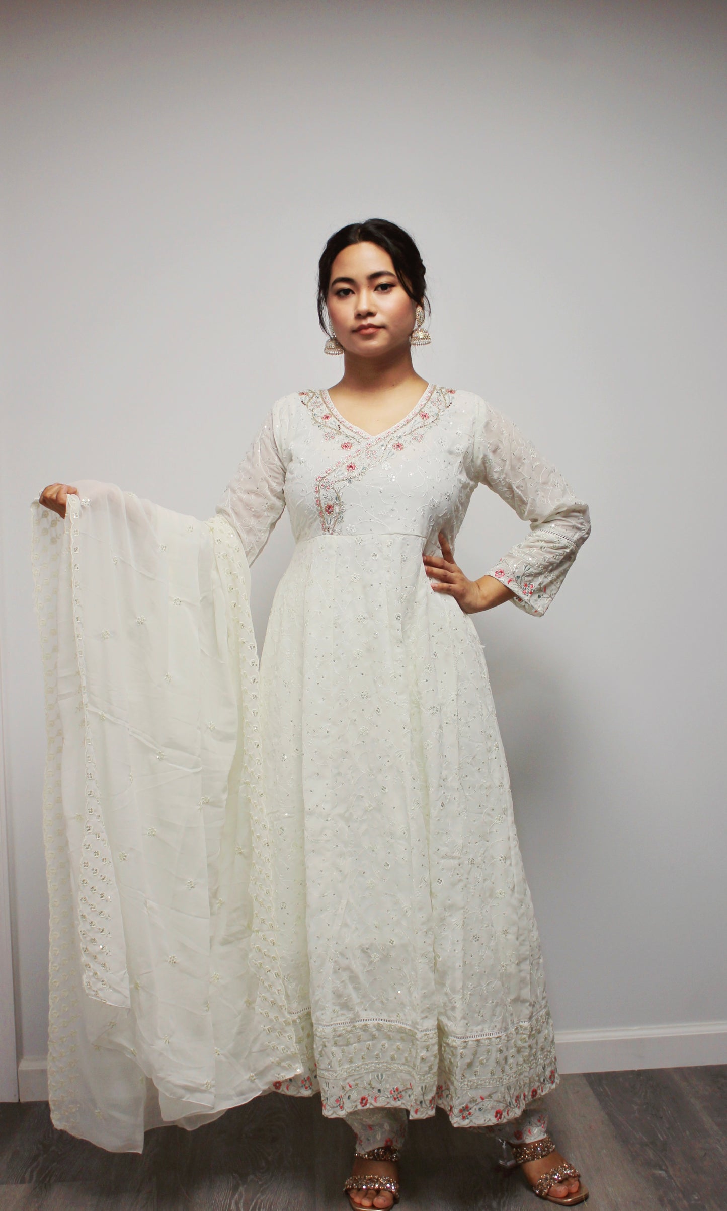 Yellow Umbrella Kurta Set with dupatta.