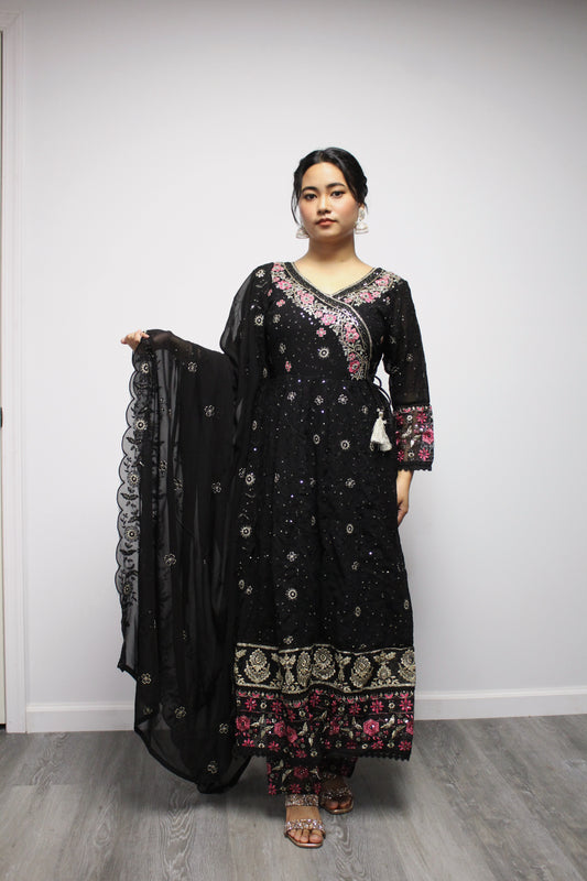 Yellow Umbrella Kurta Set with dupatta.