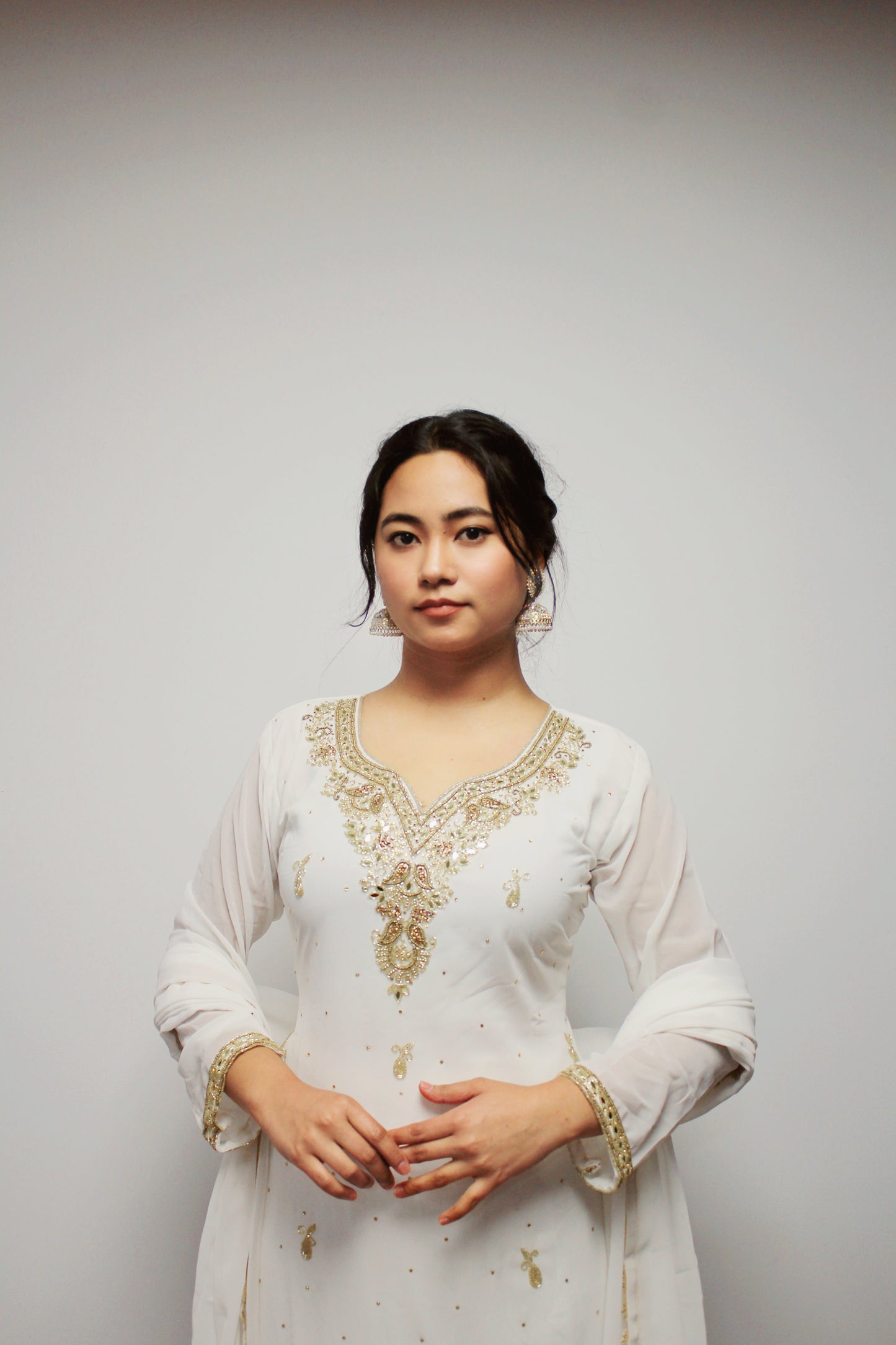 Hand-worked Kurta Palazzo Set with Dupatta.